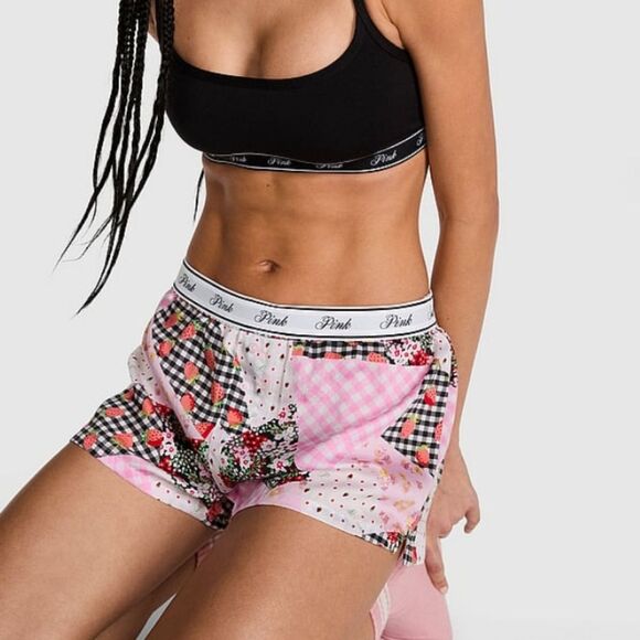 PINK by Victoria's Secret Silky Sleep Boxy Pajama Shorts NEW MEDIUM MSRP $29.95 - Picture 6 of 11